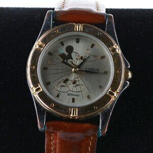 Lorus Disney Watch Women Mickey Mouse Gold Tone 25mm Y481-1730 New Battery